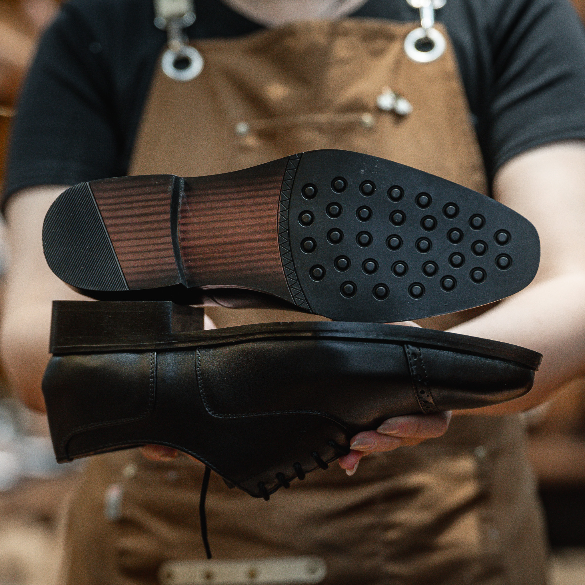 Giày Tây Santoni Oxford Quarter Brogues - Đen 7
