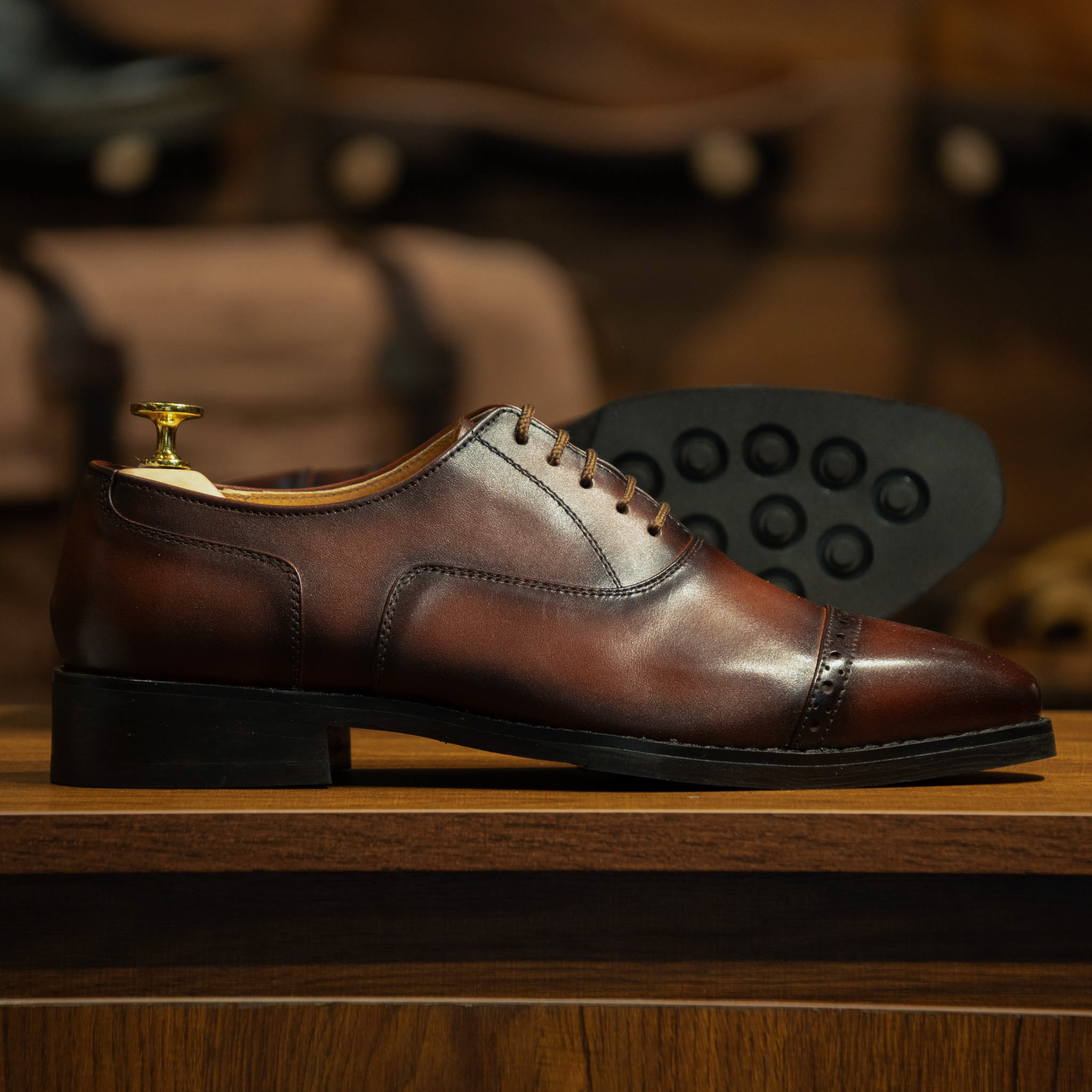 Giày Tây Santoni Oxford Quarter Brogues - Nâu 1