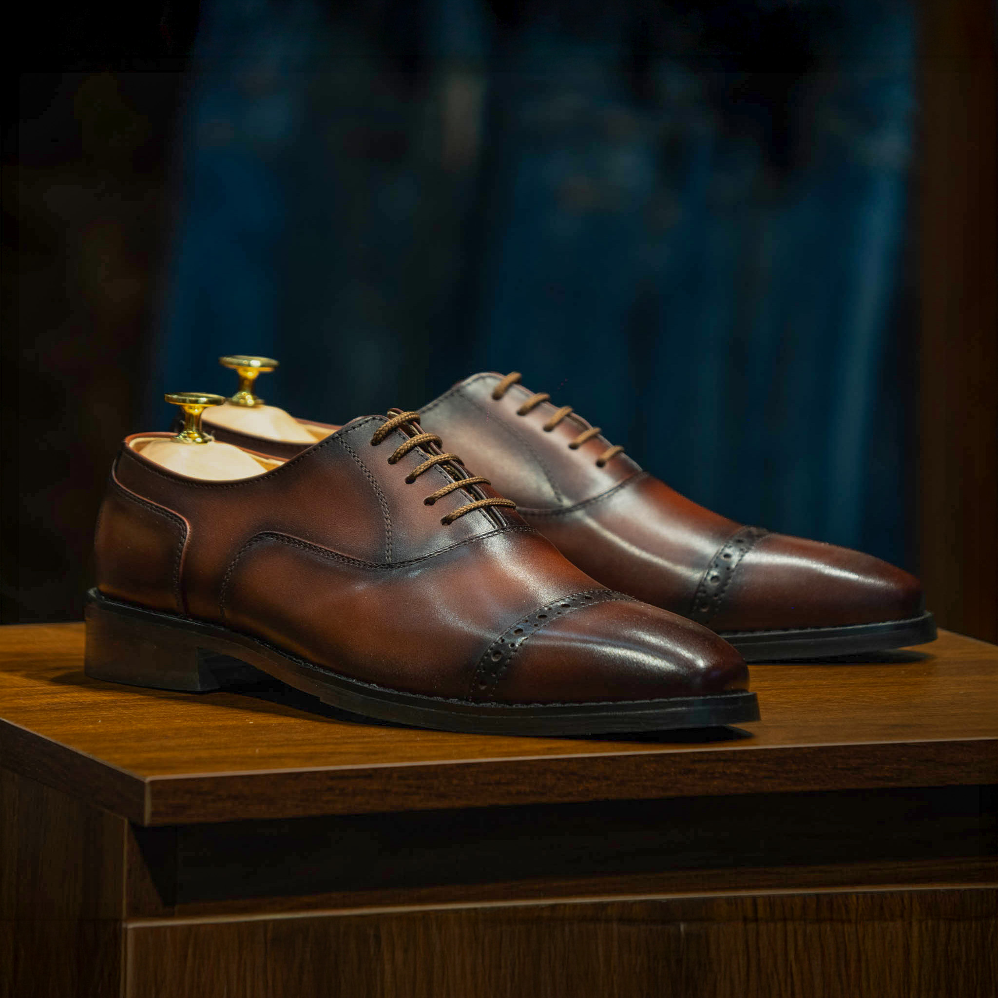 Giày Tây Santoni Oxford Quarter Brogues - Nâu 2