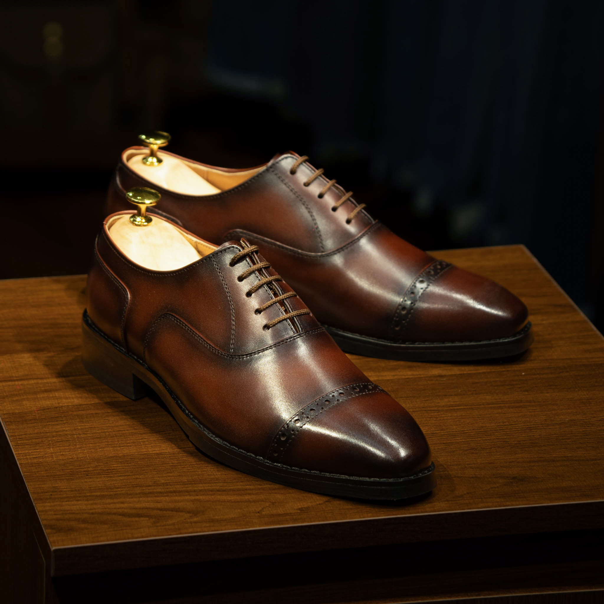 Giày Tây Santoni Oxford Quarter Brogues - Nâu 3