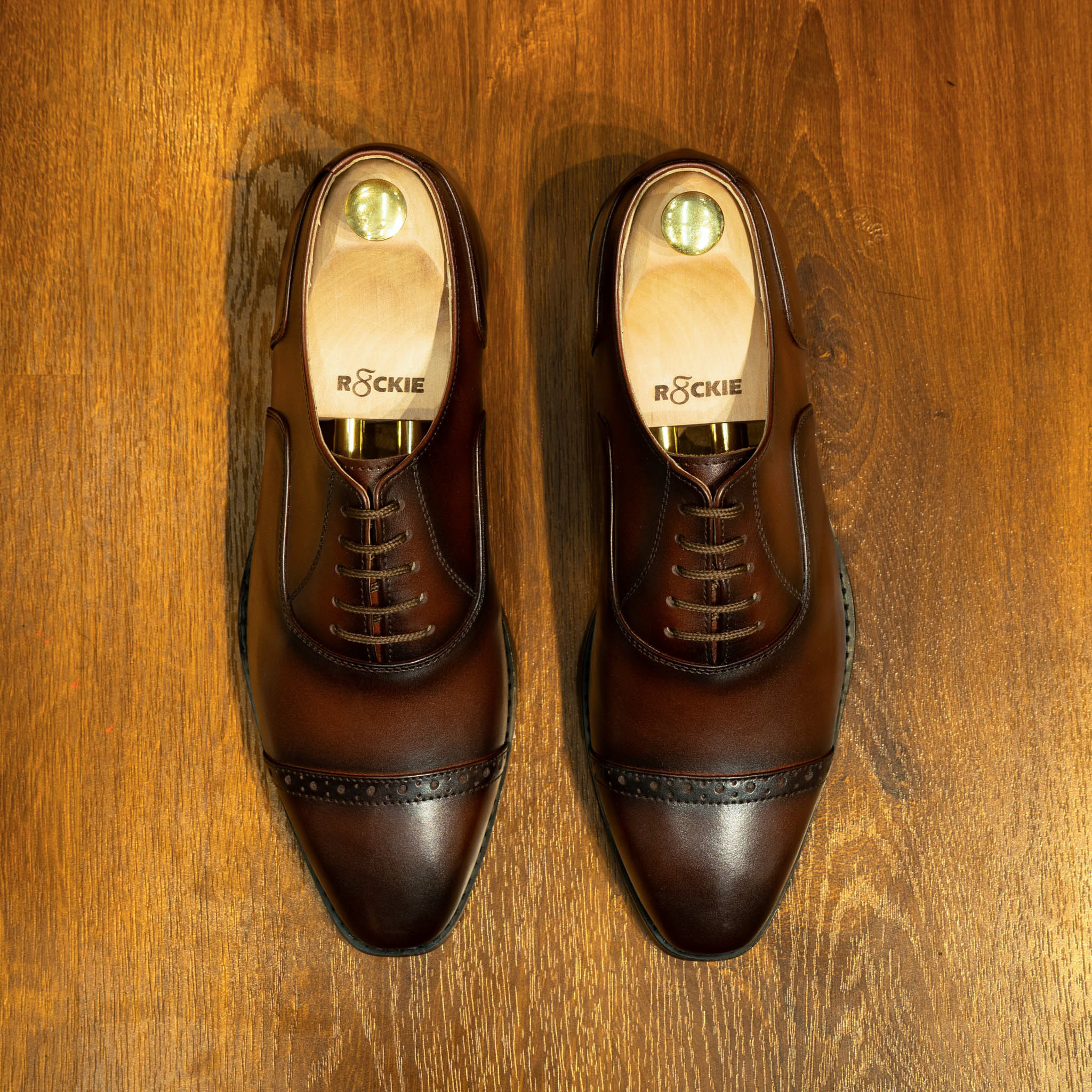 Giày Tây Santoni Oxford Quarter Brogues - Nâu 5