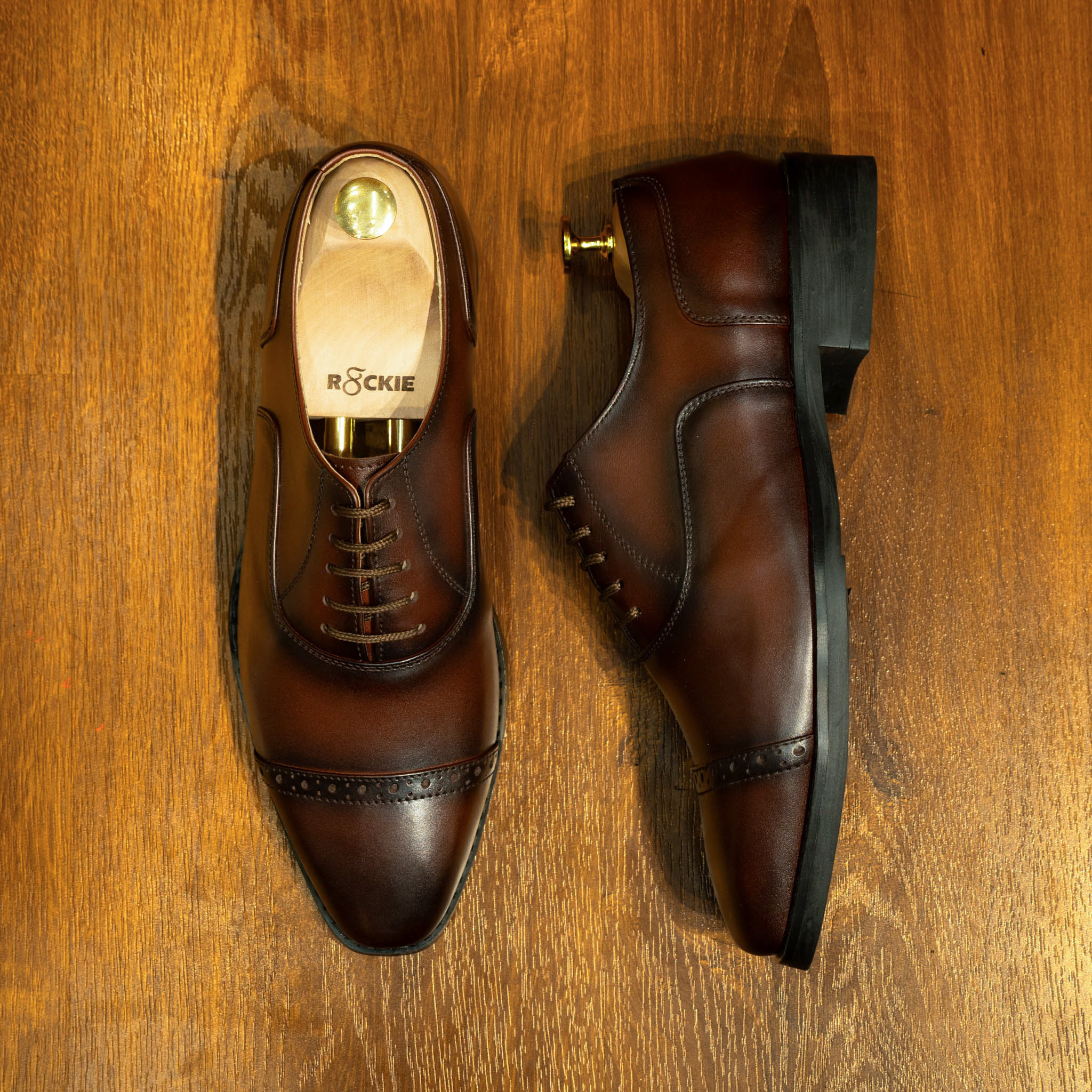 Giày Tây Santoni Oxford Quarter Brogues - Nâu 6