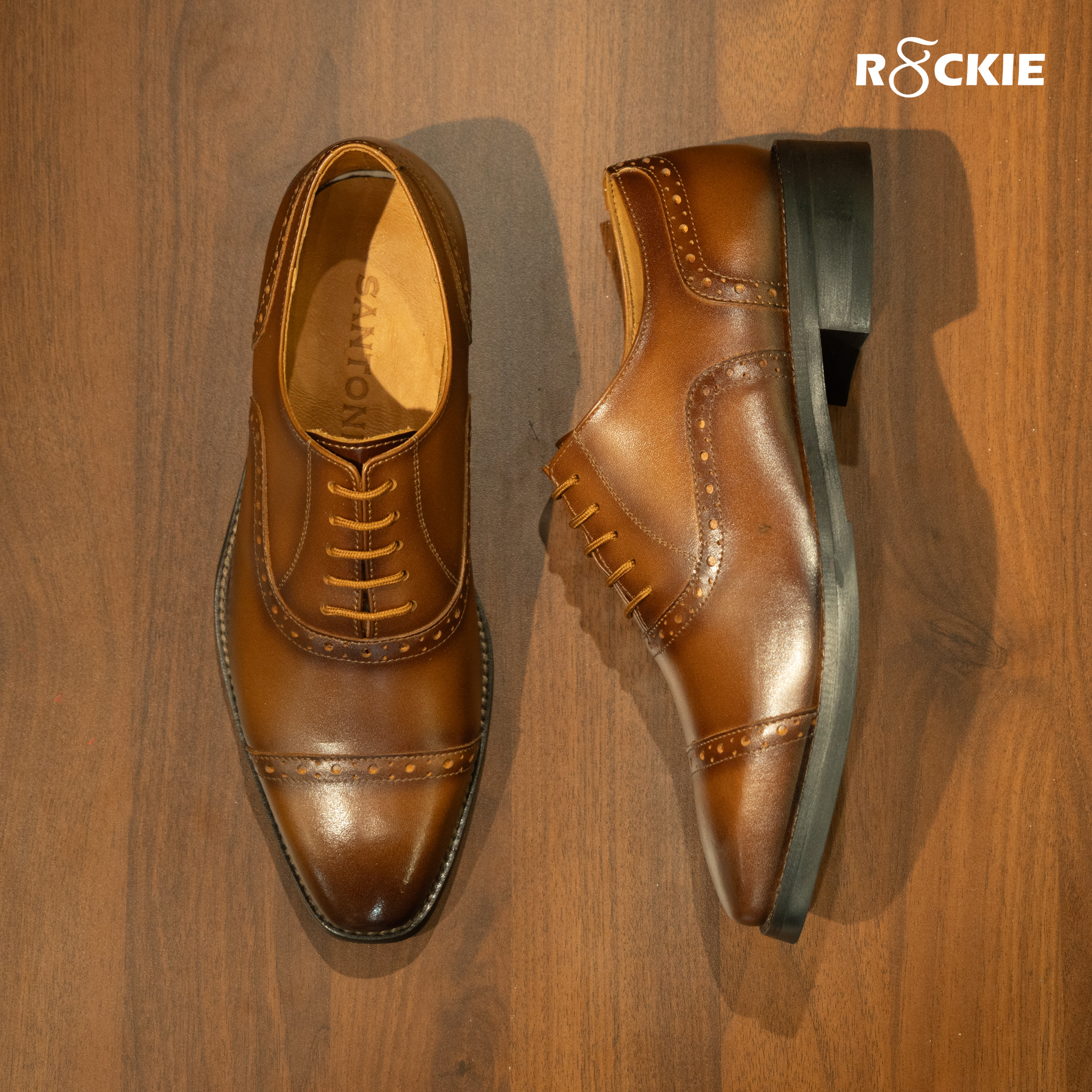 Giày Santoni Oxford Semi Brogues - CAESAR - BÒ CHÁY 2