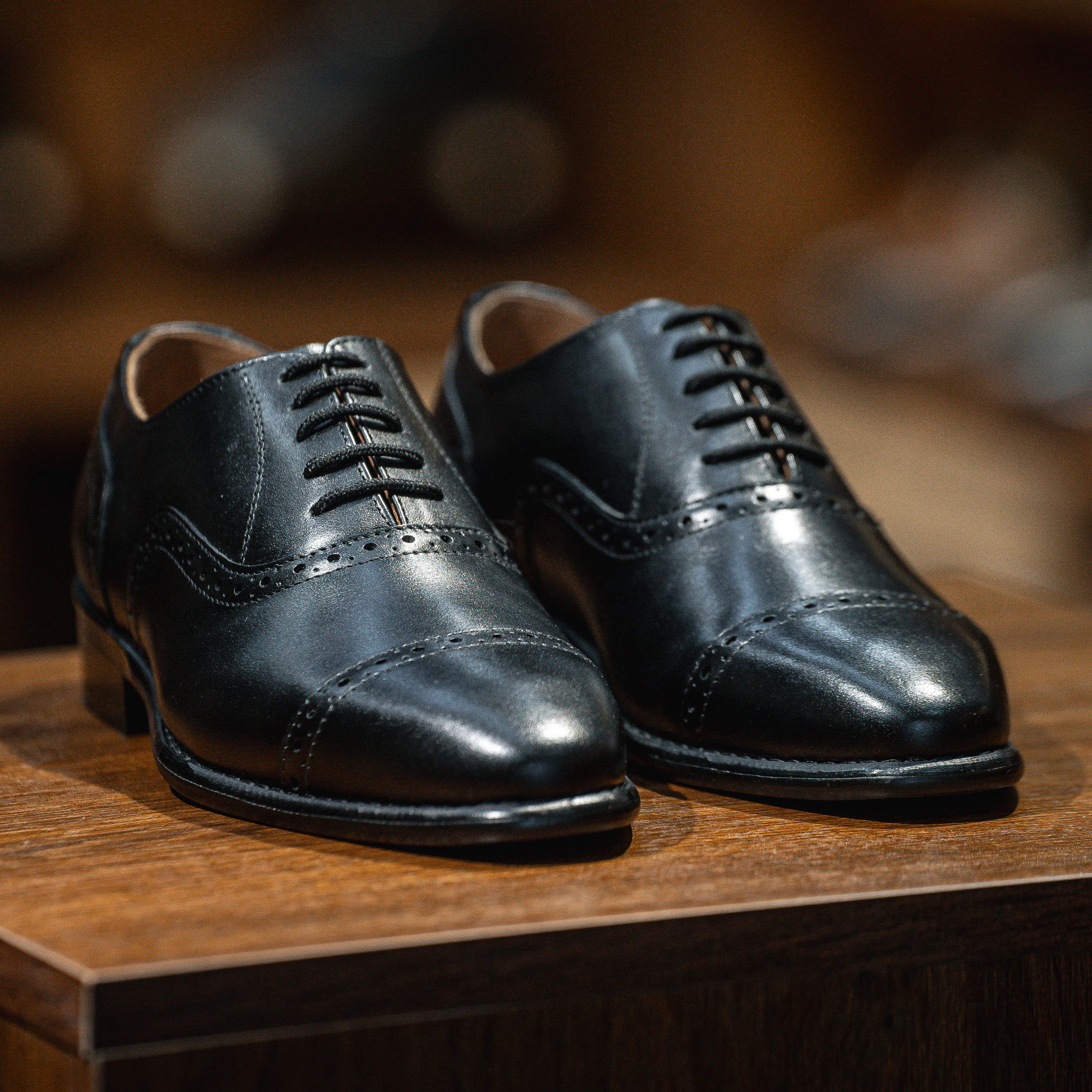 Giày Tây SANTONI OXFORD SEMI-BROGUE - CAESAR - ĐEN 1