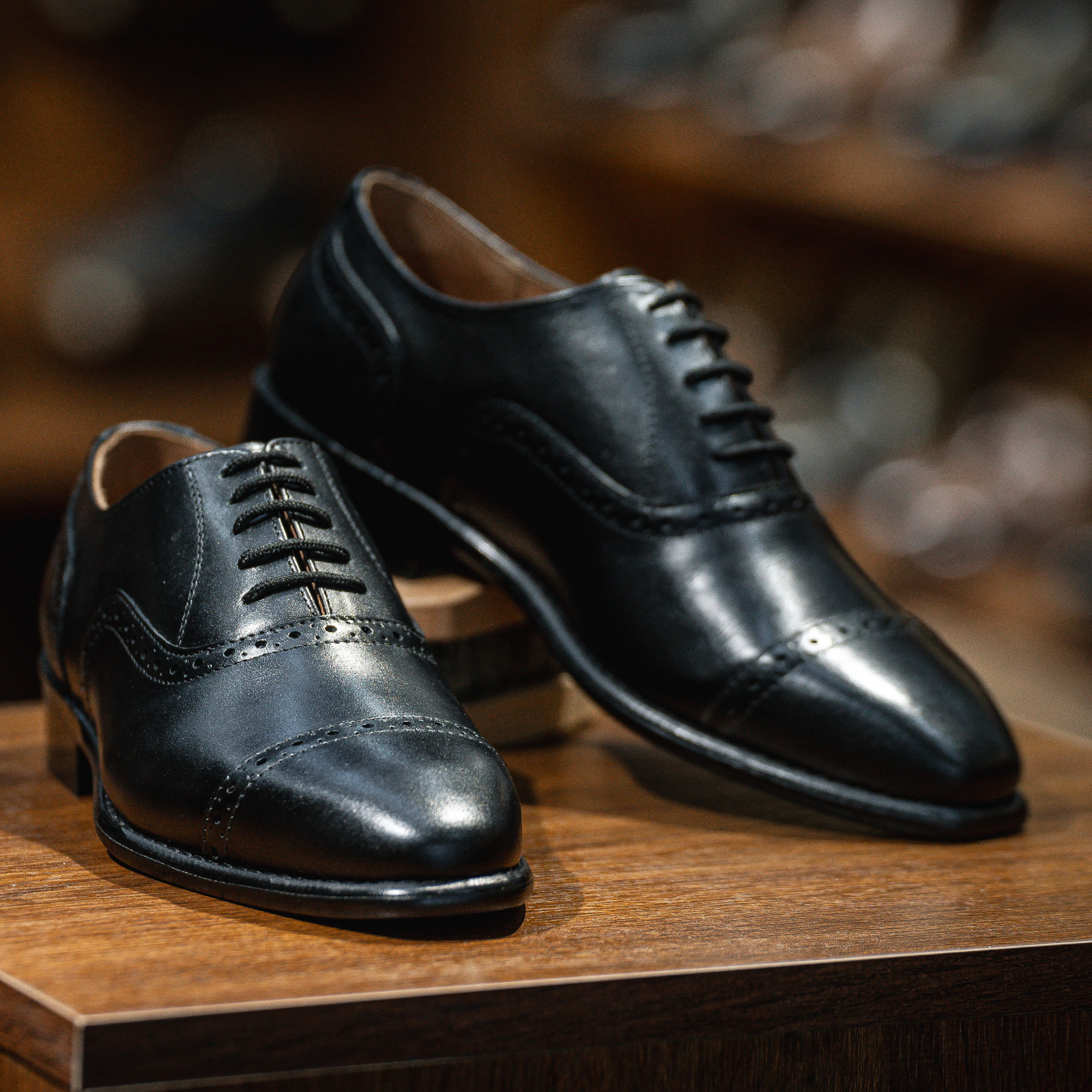 Giày Tây SANTONI OXFORD SEMI-BROGUE - CAESAR - ĐEN 4