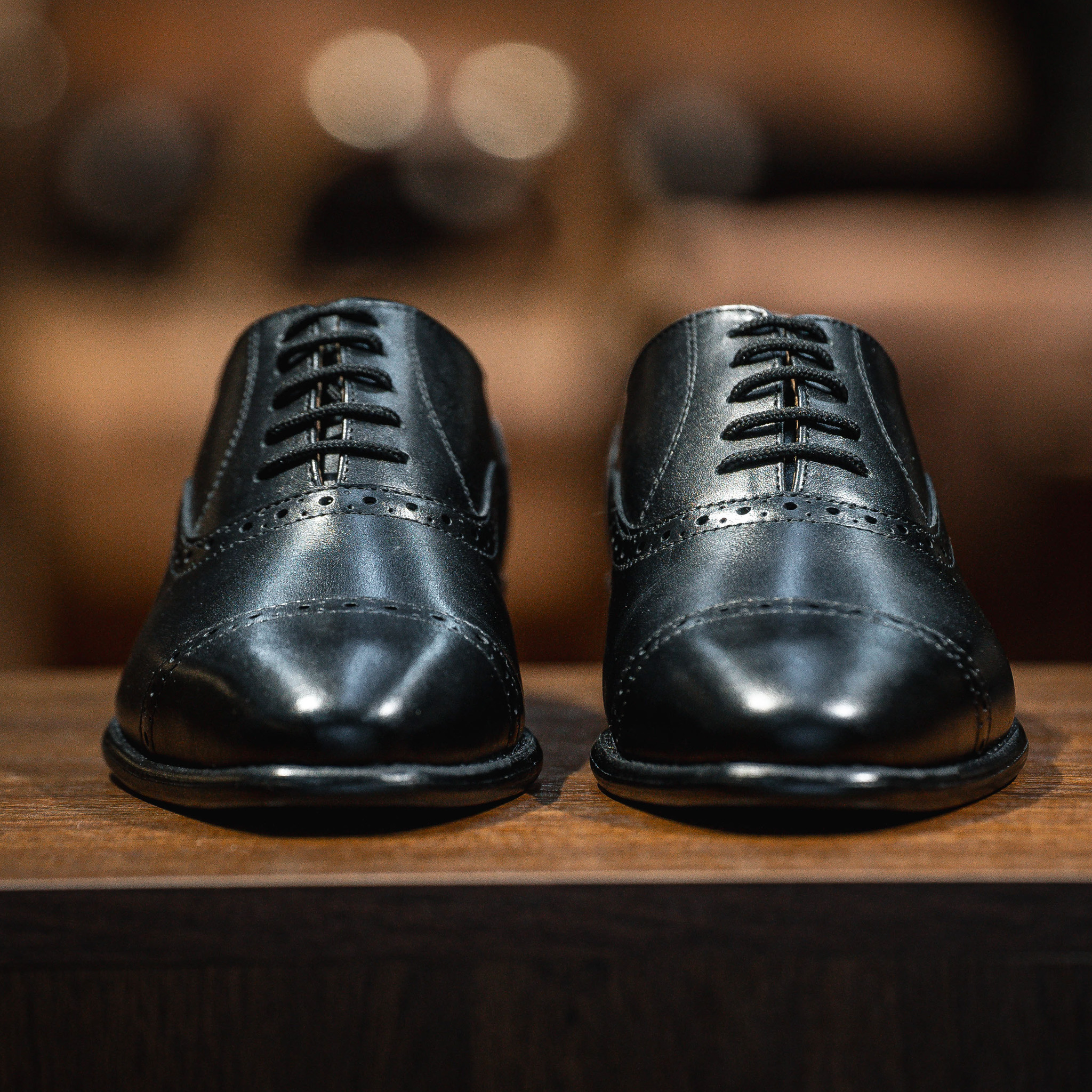 Giày Tây SANTONI OXFORD SEMI-BROGUE - CAESAR - ĐEN 6