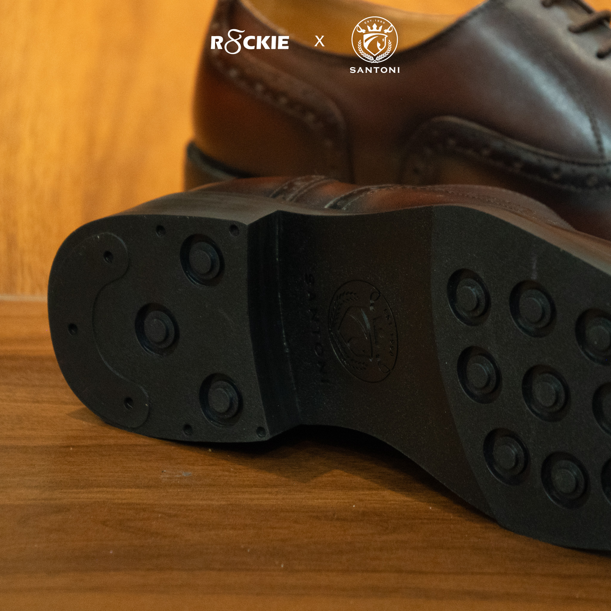 Giày Santoni Oxford Semi Brogues - CAESAR - NÂU 5