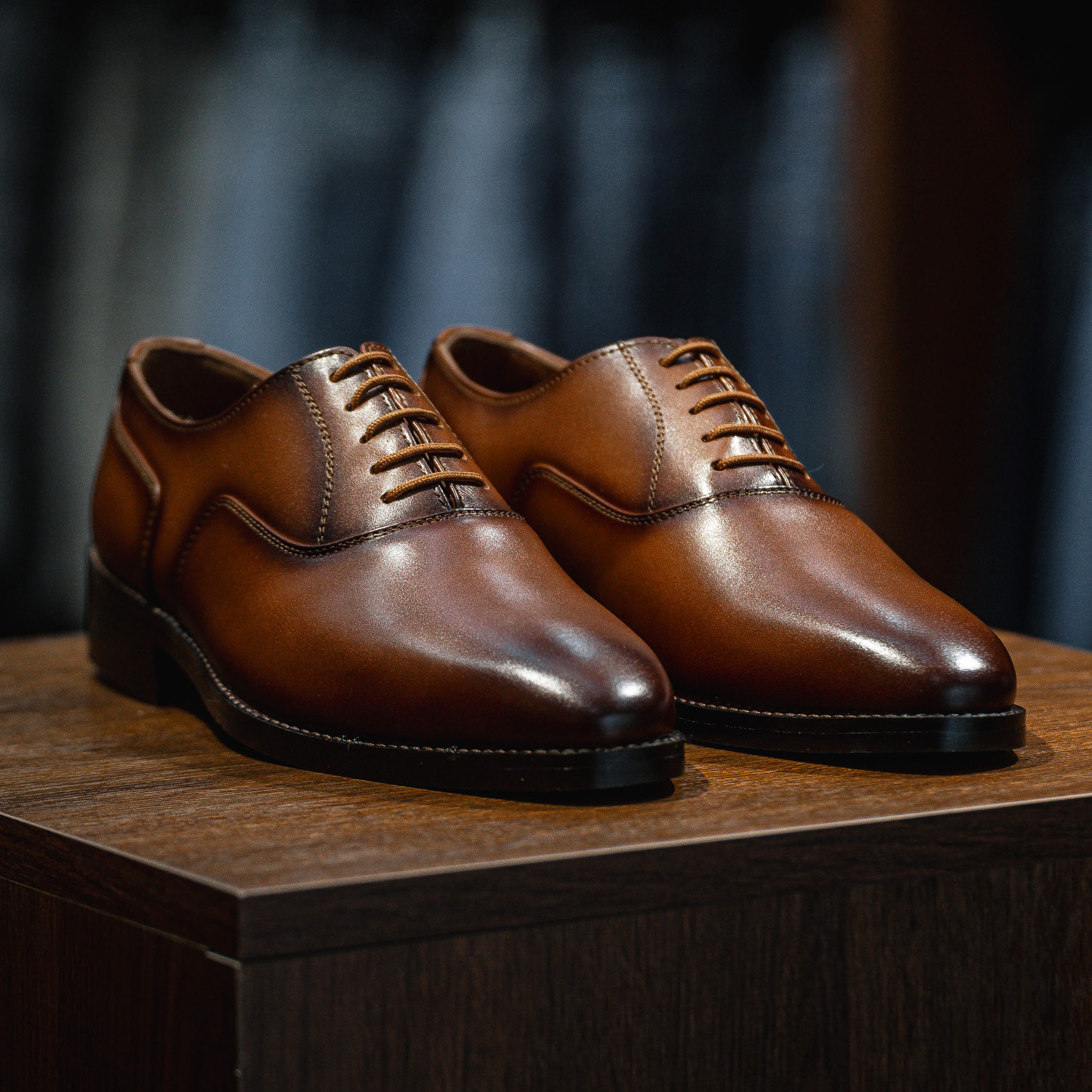 Giày Tây Santoni Oxford Trơn PH - màu Bò Cháy