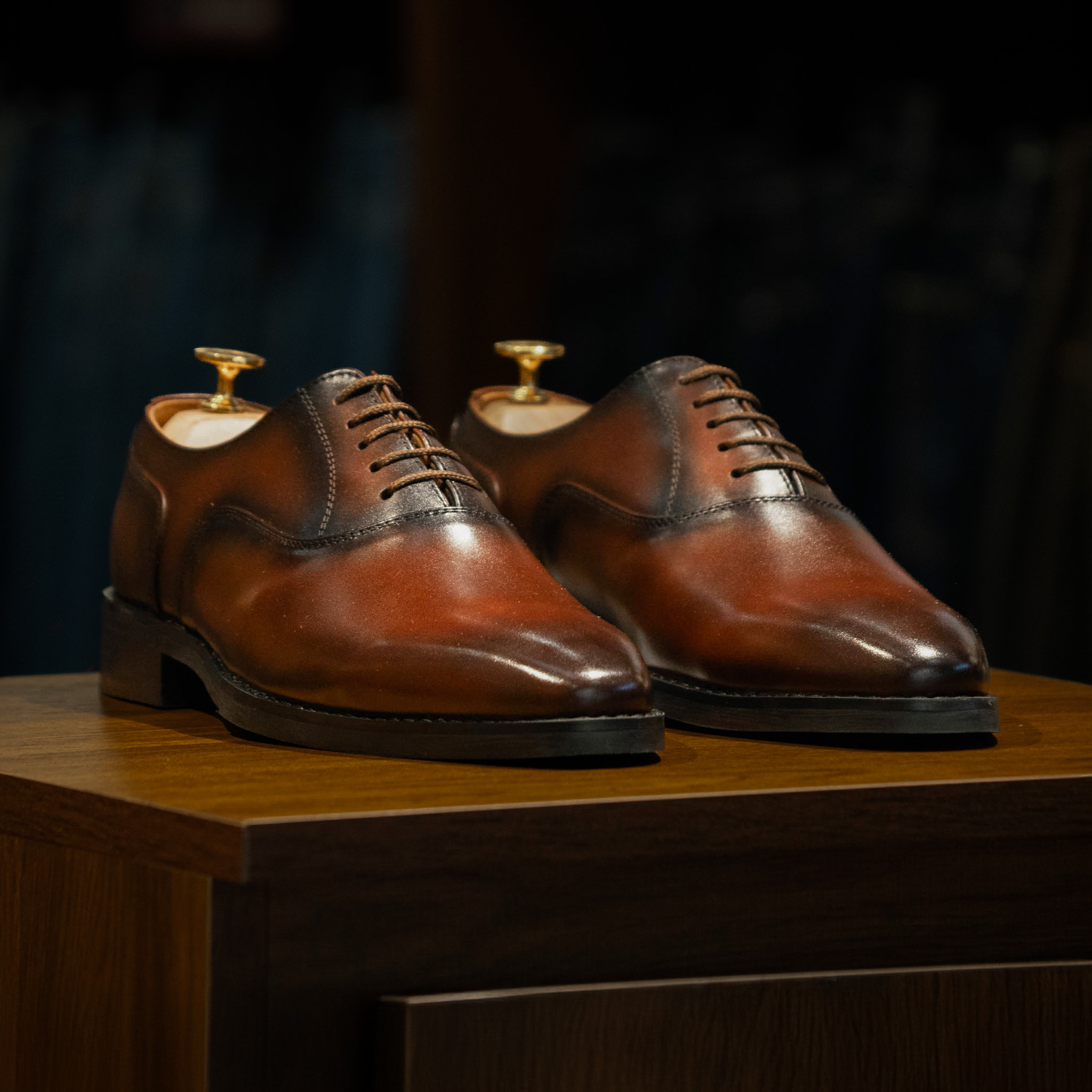 Giày Tây Santoni Oxford Trơn - Nâu