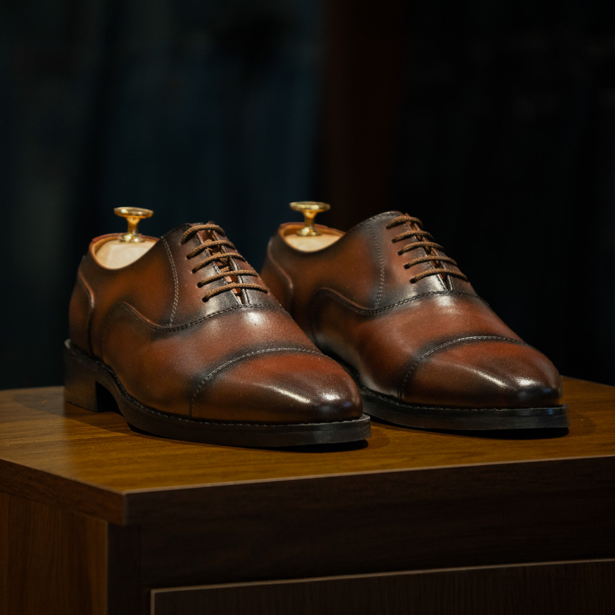 Giày Tây Santoni Oxford Captoe - Nâu