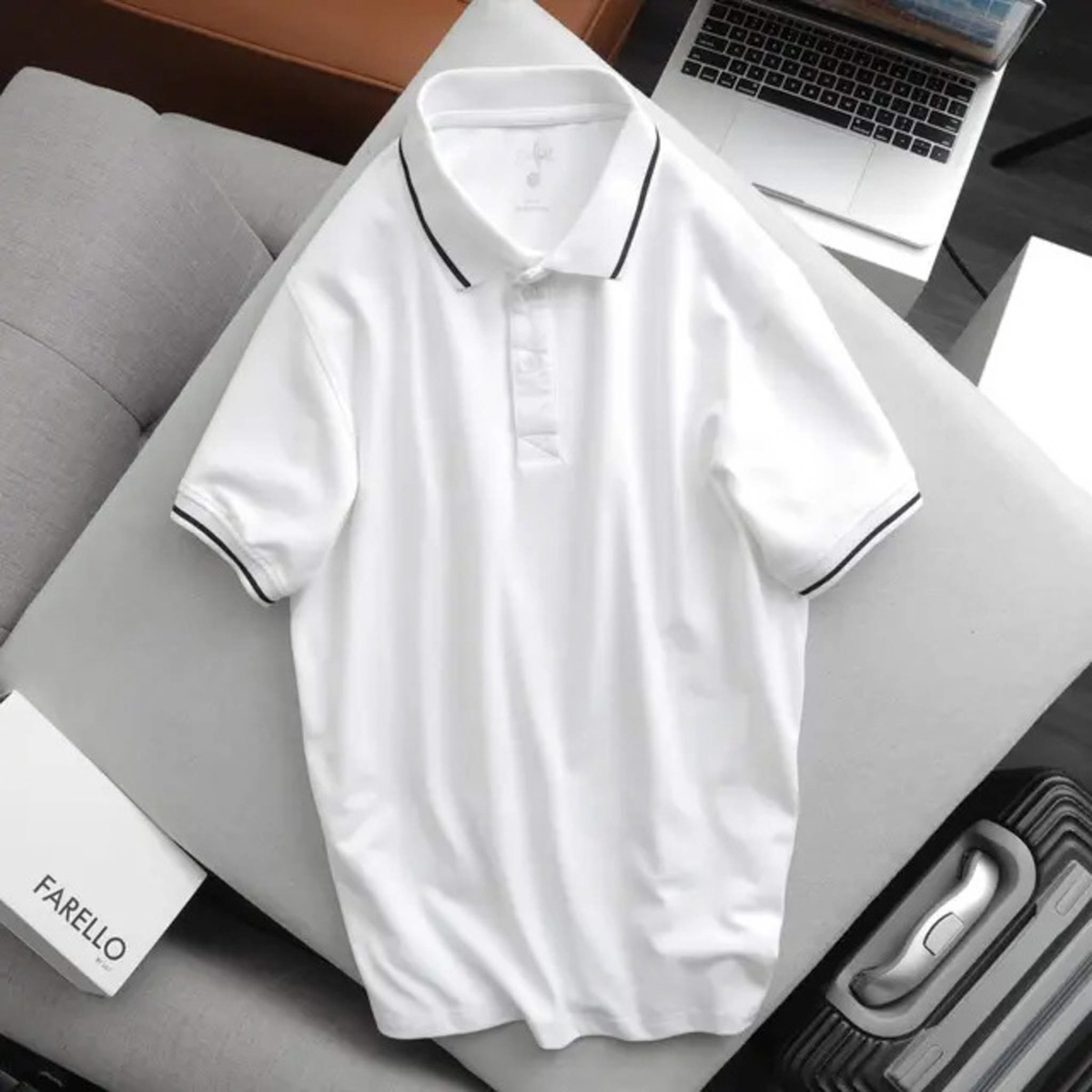 Áo Polo Belfort Viền - Trắng