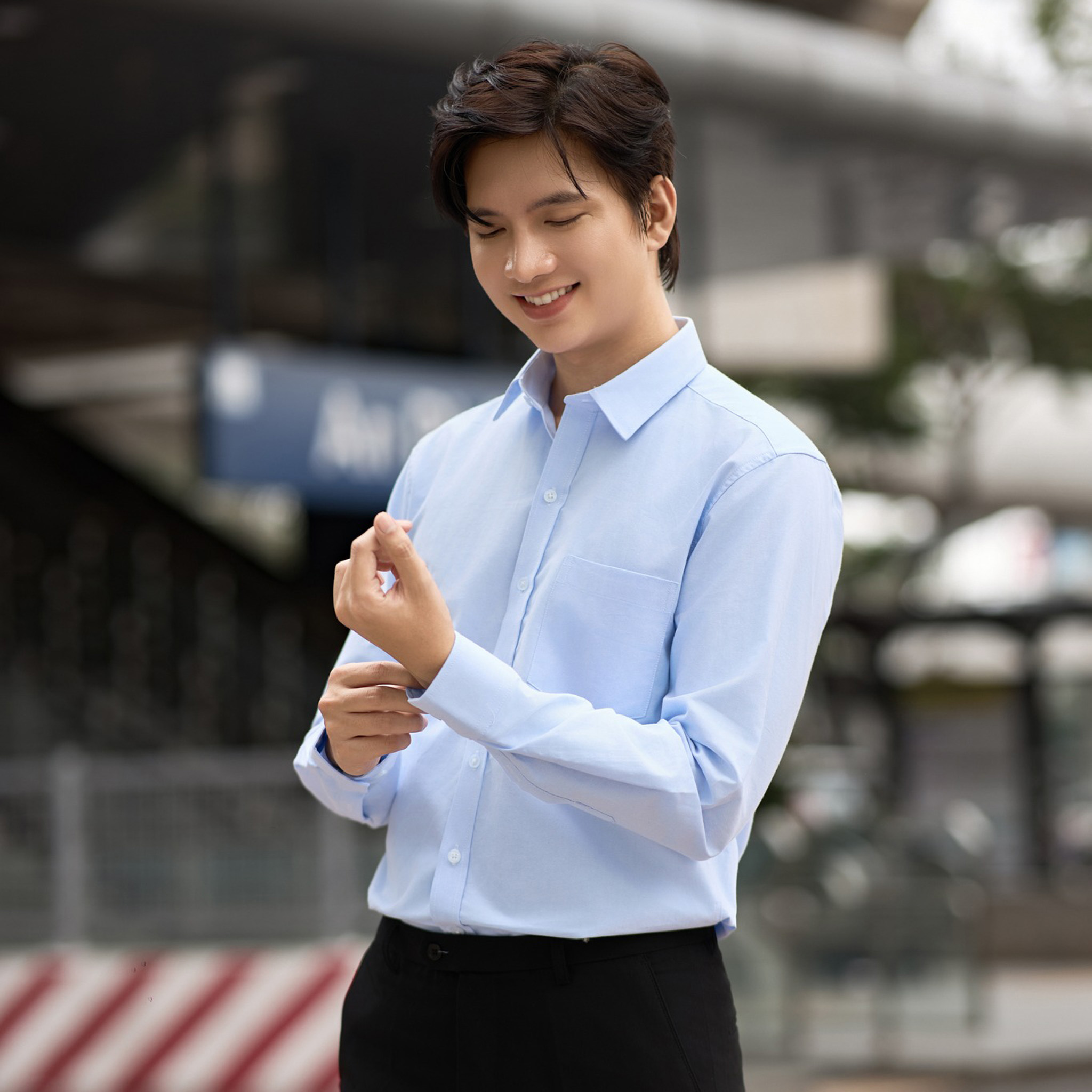 Áo Sơ Mi Oxford Bovis - Xanh Nhạt 4